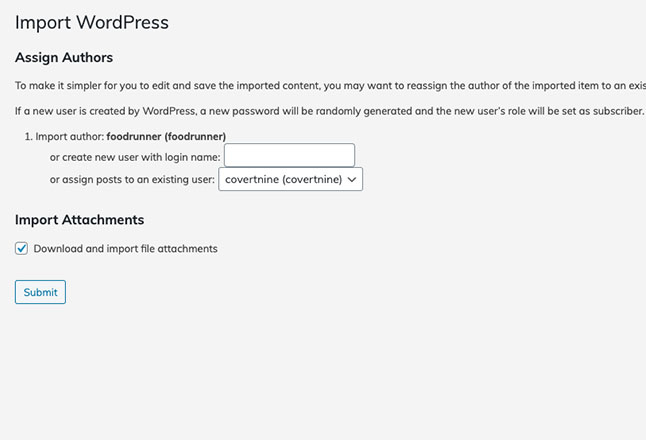 After importing, assign a default author for the pages/posts you imported