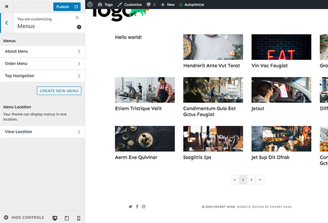 Assign site navigation and create navigation menus