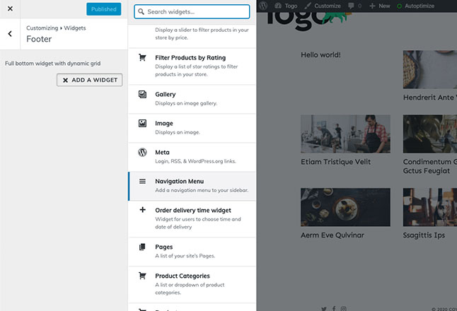 Adding navigation menu we imported for footer